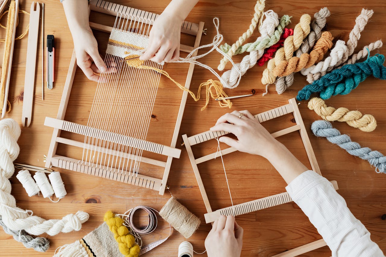 People making crafts.
