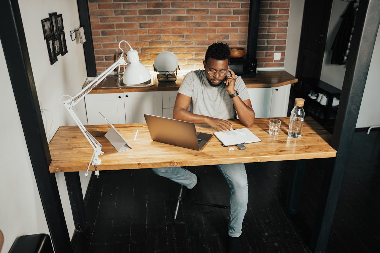 A man working in his home office.
